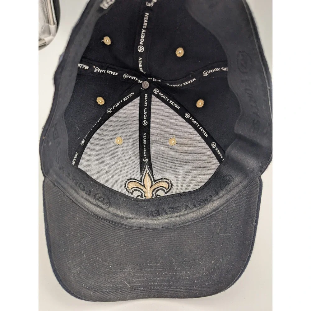 47 Brand New Orleans Saints Hat Black Gold Fleur-de-lis Stretch Fit Cap NFL OSFA